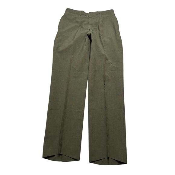 Vintage Military Dress Trousers Olive Green Straight Ideal Zipper KL Sayles 30 - Picture 1 of 15